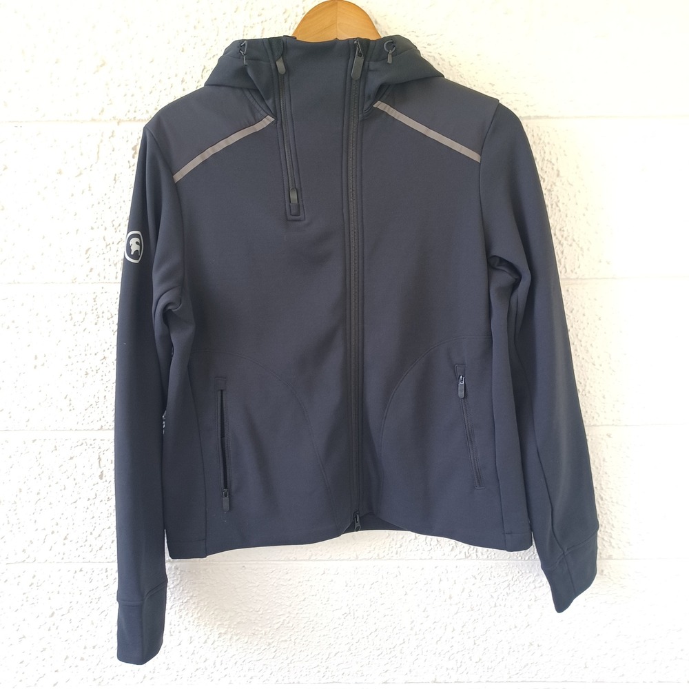 Backcountry‎ Womens Black Softshell Hooded Full Zip Jacket Large Reflective